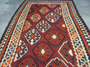 5' X 10' Antique Turkish Kilim Handmade Flat Weave Wool Rug Red Colorful Veg Dye Bohemian Boho Chic Tribal Style And Design