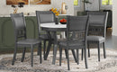 5-piece Dining Round Table Set with One Faux Marble Top Dining Table and Four PU-leather Chairs,Grey