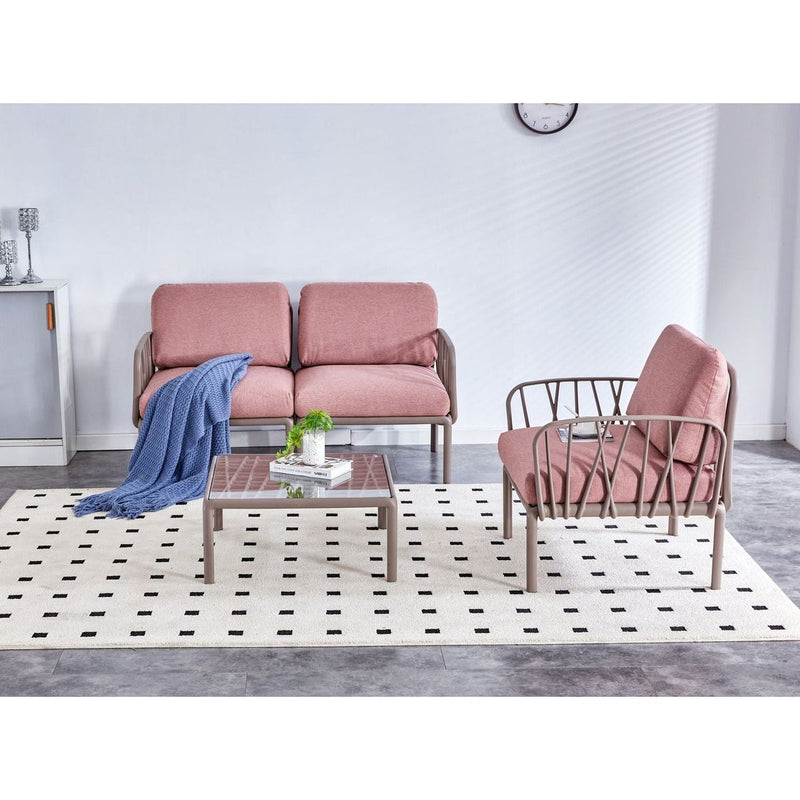 Patio indoor/ outdoor garden sofa set plastic base with soft cushion Weather waterproof chair Sectional Furniture for Balcony Garden Pool Lawn Backyard morden design sitting room sofa set