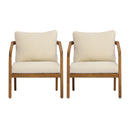 Acacia Wood Outdoor Patio Club Chair with PE Wicker Backrest & Cushions (Set of 2) by HouseOfZazla