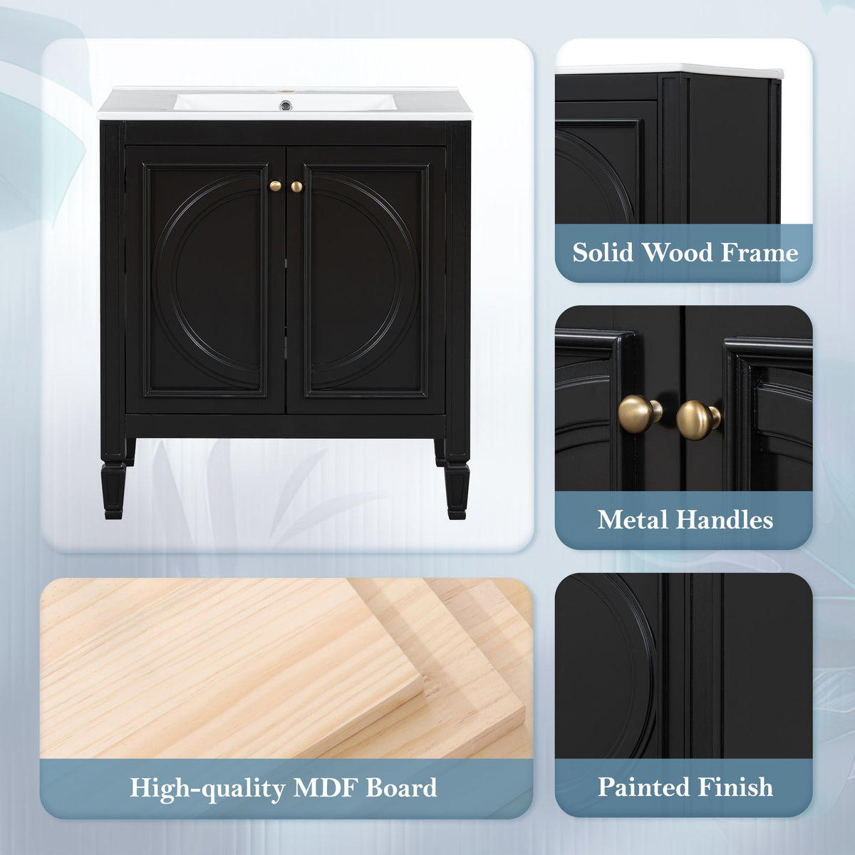 Double Sink Bathroom Vanity Set with Wall Mount Mirror Cabinet, photo 14 of 40