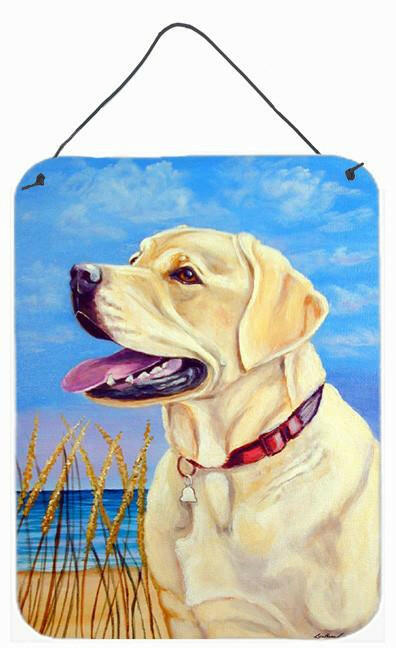 Yellow Labrador at the beach Aluminium Metal Wall or Door Hanging Prints