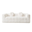 Boneless 3 Seater Sofa With Circular Throw Pillows - Beige by HouseOfZazla