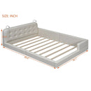 Queen Size Upholstered Platform Bed With 2 Reading Lights - White by HouseOfZazla