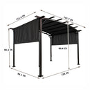 Outdoor Patio Pergola Gazebo - Steel Frame Sun Shelter With Retractable Canopy by Unique Piece Furniture