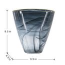 9.3x4.7x9.3' Smokey Black Glass Vase with Gold Rim by HouseOfZazla
