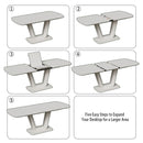 Modern Industrial Style Expandable Dining Table With U Shaped Legs - Antique Gray White by HouseOfZazla
