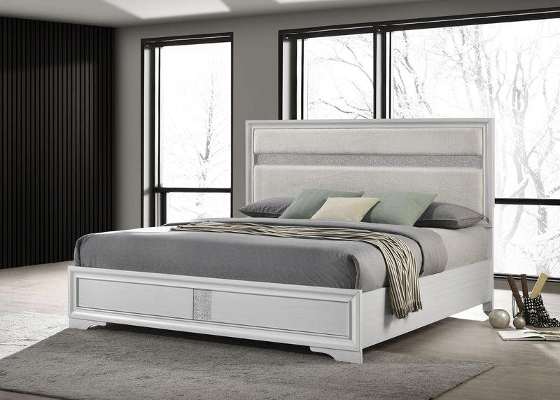 Miranda 54-inch Upholstered Eastern King Panel Bed White, photo 4 of 7