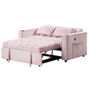 55.3" 4-1 Multi-functional Sofa Bed with Cup Holder and USB Port for Living Room or Apartments Pink