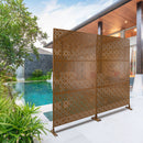 Freestanding Decorative Privacy Screen For Deck Balcony Patio, Metal Privacy - Brown by HouseOfZazla