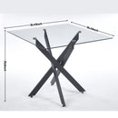 Dining Table With Cross Metal Leg And Tempered Glass, Modern Space Saving Kitchen Table For Living Room Legs, Square Table by HouseOfZazla