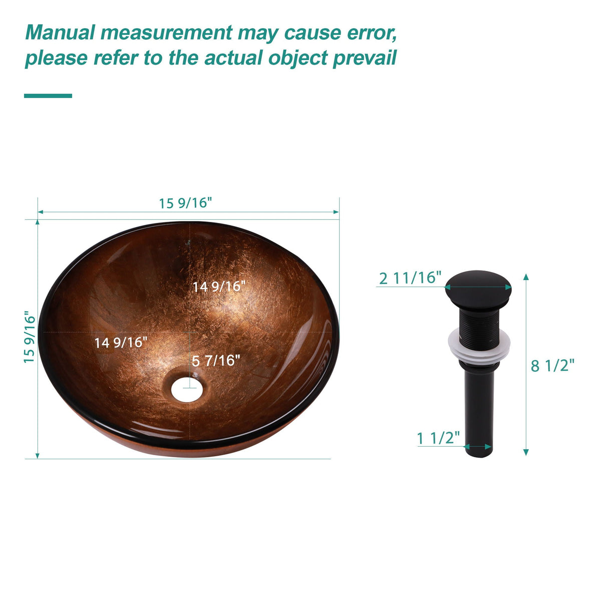 Artistic Tempered Glass Vessel Sink With Pop Up Drain, photo 12 of 32