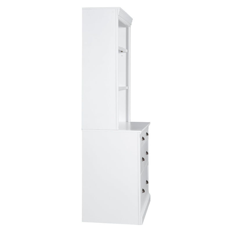 83.4"Tall 2 Bookshelf & 1 Writting Desk Suite,Modern Bookcase Suite with LED Lighting, Drawers,Study Desk and Open Shelves,3-Piece Set Storage Bookshelf for Living Room,Home Office,Study room,White