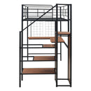 Loft Bed With Desk And Grid, Stylish Frame With Lateral Storage Ladder And Wardrobe by HouseOfZazla