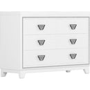 3-Pieces Bedroom Sets Queen Size Upholstered Bed with LED Lights, Nightstands and Dresser with Metal Handles and Sparkling Shiny Decoration, White