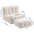 Modern Indoor Fluffy Bean Bag Chair With Memory Foam And Ottoman, Super Soft by HouseOfZazla