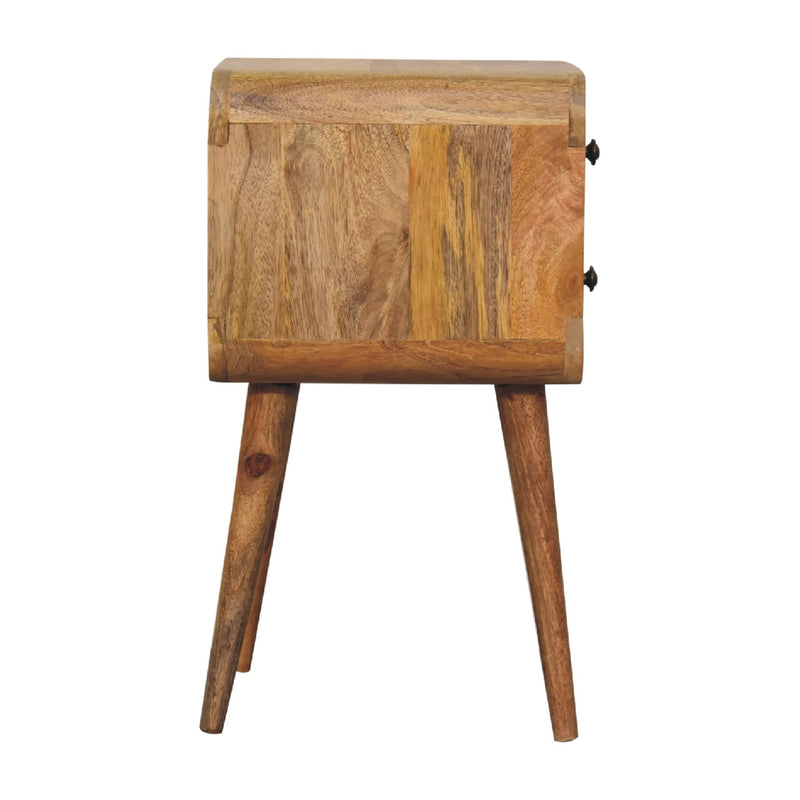 Solid Wood Mini Curved Nightstand, 2-Drawers, Oak-ish, photo 7 of 10