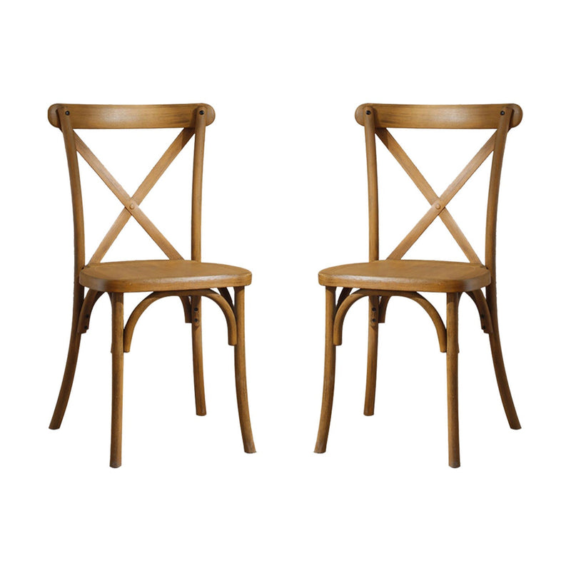 2-Pack Resin X-Back Chair Dining Chair Furniture 2-Pack, Retro Natural Mid Century Chair Modern Farmhouse Cross Back Chair, Natural