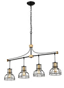 Dining Room Light Fixture / Chandelier Table, 40 -" Hanging For Farmhouse Linear Chandeliers, 5 Light Kitchen Island Lighting Ceiling Chandelier, With Metal Lampshade - Gold / Matte Black by HouseOfZazla