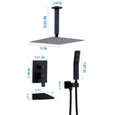 Contemporary Shower System With 12" Rainfall Head And Handheld Spray, Wall Mounted by HouseOfZazla