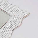 Handcarved Wave Design Rectangle Mirror Accent Enhancing Space - Antique White by Unique Piece Furniture