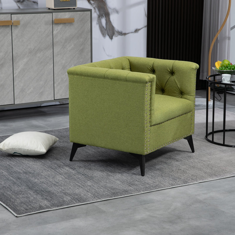 Accent Chair Living Room Chairs Single Sofa Chair,Arm Chairs with Linen Fabric, Mid Century Accent Arm Chairs Comfy Reading Lounge Club Armchair for Bedroom Office Study