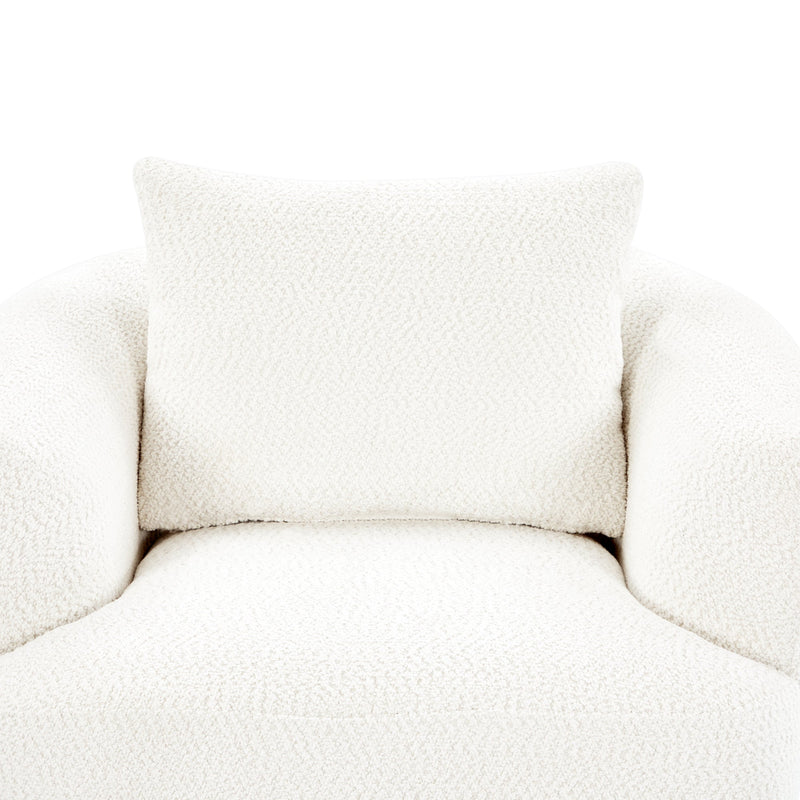 360° Swivel Barrel Sofa Chair with Throw Pillow, Chenille Upholstered Accent Chair, Beige, 38.2'
