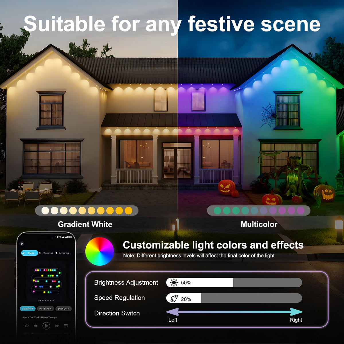 50ft Outdoor RGB LED String Lights, photo 4 of 7