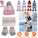 Winter Kids Knitted Hat Scarf Gloves 3Pcs Boys Girls Winter Warm Beanie Hat and Glove Scarf Set Beanie Neck Warmer Mittens for 4-7-Year-Old Kids