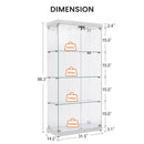 4-Tier Glass Display Cabinet, Double Door Glass Cabinet, Four Partitions, Two Locks, Floor Standing Storage Cabinet for Living Room, Bedroom, Showroom and Office, White, 31.5"L x 14.2"W x 66.3"H