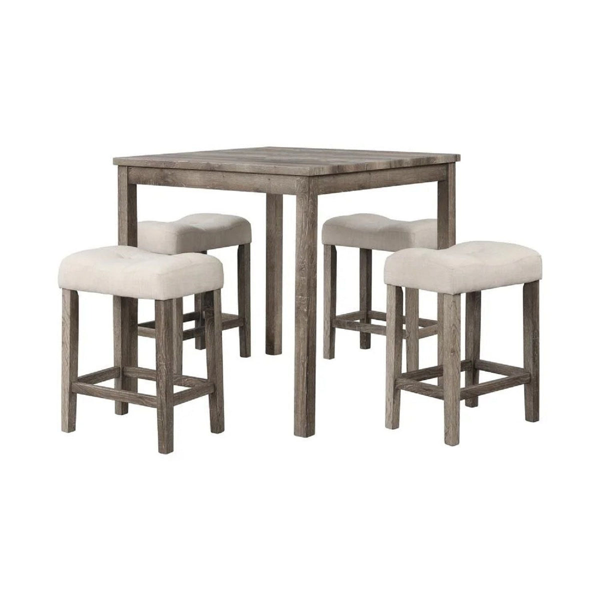 Transitional Counter Dining Set With 4 Tufted Stools, photo 2 of 20