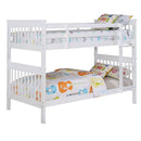 Slatted - Headboard Twin / Twin Bunk Bed With Built In Ladder Design - White by HouseOfZazla