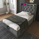 Upholstered Bed, 360 Surround LED Function, Remote Control, Hydraulic Storage Bed With USB, Type-C Charging (Without Mattress) by HouseOfZazla