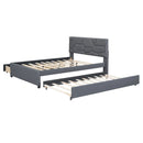 Upholstered Platform Bed With Brick Pattern Headboard And Twin Long Size Trundle by HouseOfZazla