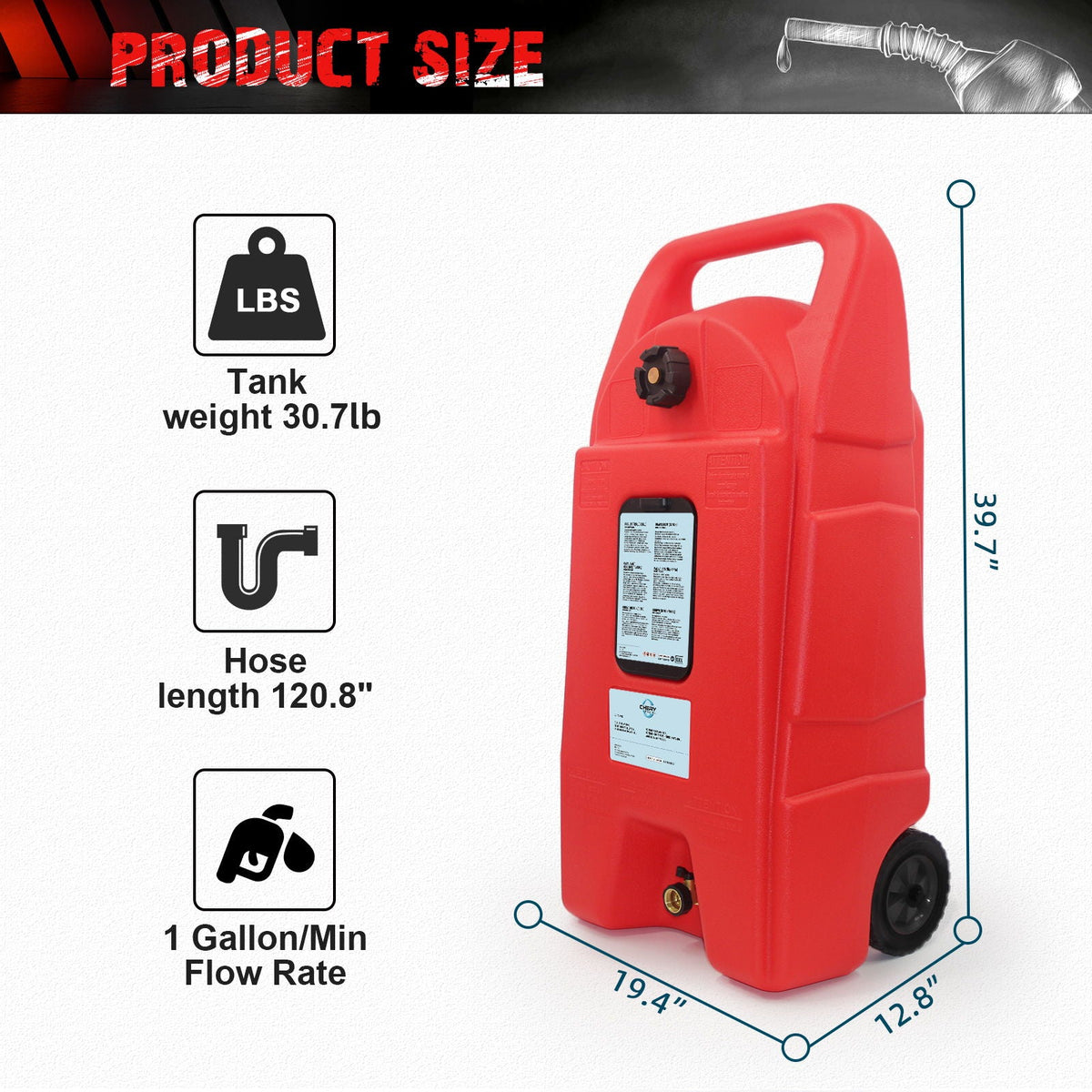 Gas Caddy With Wheels, Fuel Transfer Tank, Gasoline Diesel Can, photo 6 of 14