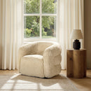 Colt - Fur Swivel Upholstered Barrel Accent Arm Chair - Cream Beige by HouseOfZazla