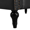 Sectional Sofa Couch for Living Room, L Shaped Reversible Modern Chesterfield Sofa with Rolled Arms and Nailhead, 5 Seat Tufted Couch for Small or Large Space(Black) PU Leather