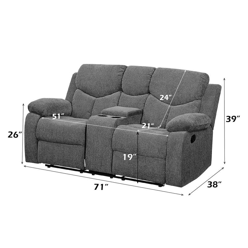 Kalen - Motion Loveseat With Console - Gray Chenille, photo 2 of 7