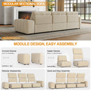 Combination Sofa Three Seats Cat Scratch Material High and Low Armrest Design Bacta Style beige