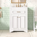 Bathroom Vanity With Integrated Sink, 2 Door Cabinet With Tip Out Drawer, Rectangular Design by Unique Piece Furniture
