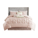 7 Piece Tufted Comforter Set Blush King
