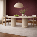 Albert Travertine Marble Dining Table with Double Column Pedestal Base