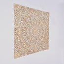 Floral Hand Carved Mandala Square Wall Decor With Spiritual Symbolism - Gold / White by Unique Piece Furniture