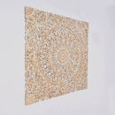 Floral Hand Carved Mandala Square Wall Decor With Spiritual Symbolism - Gold / White by HouseOfZazla