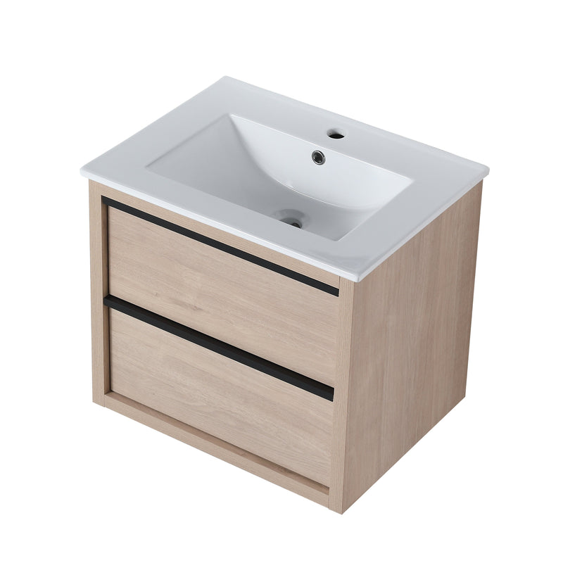 24" Bathroom Vanity with 2 Soft Close drawers, White Ceramic Basin-BLO-G-