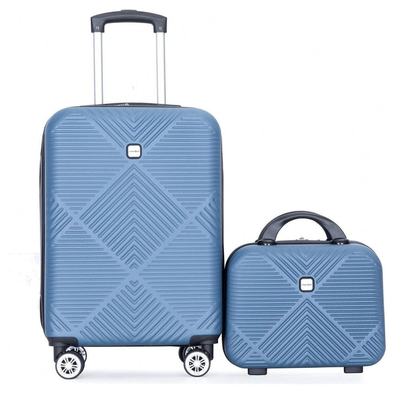 2Piece Luggage Sets ABS Lightweight Suitcase, Spinner Wheels, (20/14) BLUE