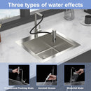 21" Drop In Kitchen Sink With Pull Out Faucet And Sink Cover, 16 Gauge - Brushed Nickel by HouseOfZazla