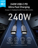 Anker Prime USB-C to USB-C Cable (240W, Upcycled-Braided) by Anker