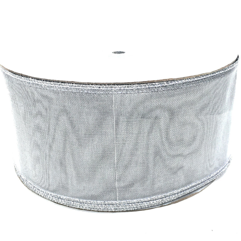 Metallic Silver Wired-Edge Ribbon