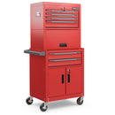 3-in-1 6-Drawer Rolling Tool Chest Storage Cabinet with Universal Wheels and Hooks-Black by DirectDeals